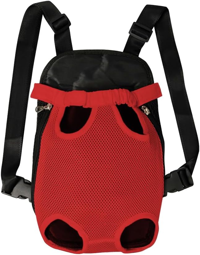 FEimaX Dog Carrier Backpack Pet Legs Out Front Cat Travel Bag, Adjustable Puppy Backpacks Carriers Hands-Free for Small Medium Dogs Cats Hiking Traveling Camping Daily Walking (Small, Red)