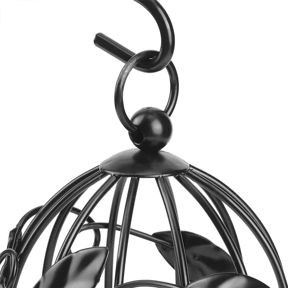 Birdcage Candle Holder, Hanging Candle Holder Decorative Bird Cages Bird Cage Decor Vintage Metal Candlestick for Wedding, Party(Black)