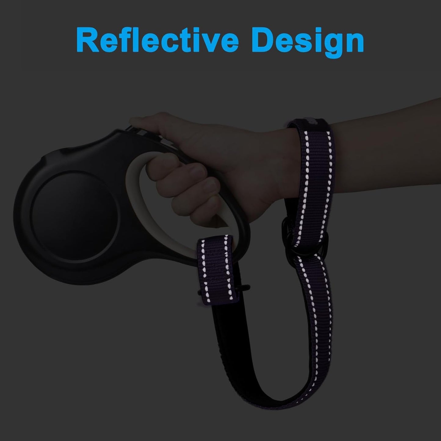 PetBonus Short Dog Leash, Safety Wrist Strap for Retractable Dog Leash, Reflective Design and Adjustable Soft Padded Handle, Extra Layer Security for Pet Stroller (Purple)