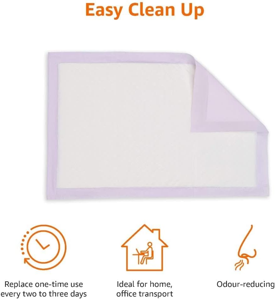 Amazon Basics Cat Litters Pee Pads, 40 Count, Universal Fit for Litter Box, Odor Control with Lemon Scent, Purple and White
