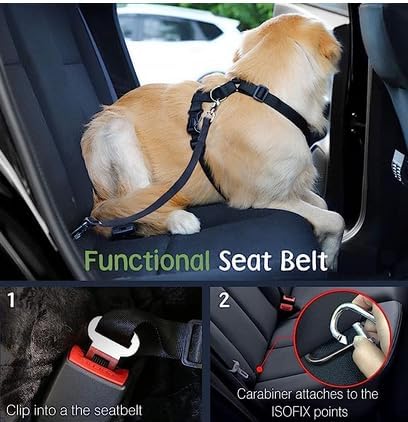 Dog Seat Belt, Safety Vest Dog Car Harness with Adjustable Buckle Dog Seat Belt for Vehicle Nylon Pet Safety Seat Belts Heavy Duty(L, Purple)