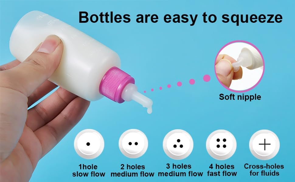 60ml Pet Feeding Bottle kit, pet Feeding Tool, Newborn Animal Feeder Practical, Replacement Pet Bottle with 10pcs Nipples