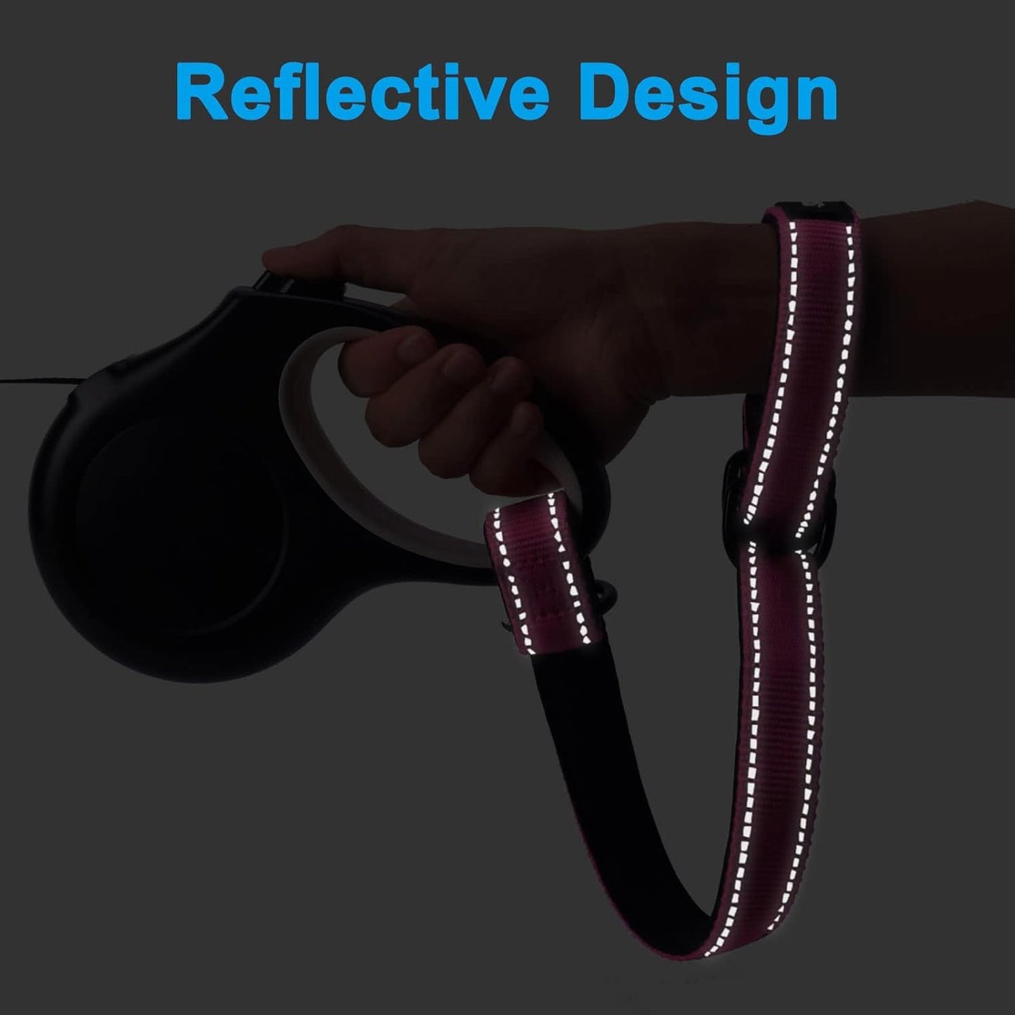 PetBonus 2 Packs Short Dog Leash, Safety Wrist Strap for Retractable Dog Leash, Reflective Design and Adjustable Soft Padded Handle, Extra Layer Security for Pet Stroller (Pink, Pink)