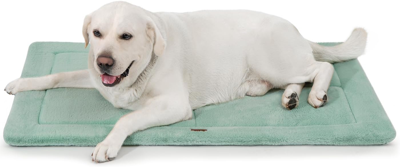 Made4Pets Dog Crate Pad Bed for Extra Large Dogs, Washable & Reversible, Anti-Slip Kennel Mat for Cozy Sleeping, Soft Fluffy Dog Bed for Indoor & Outdoor Use, 48"x30", Green