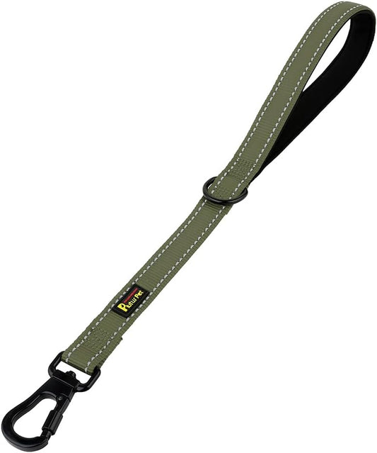 PLUTUS PET Short Training Dog Leash with Padded Handle for Medium Large Dogs,18 Inch Heavy Duty Strong Traffic Leash with Carabiner Clip for Climbing Walking or Guiding Blind(18”，Ranger Green)