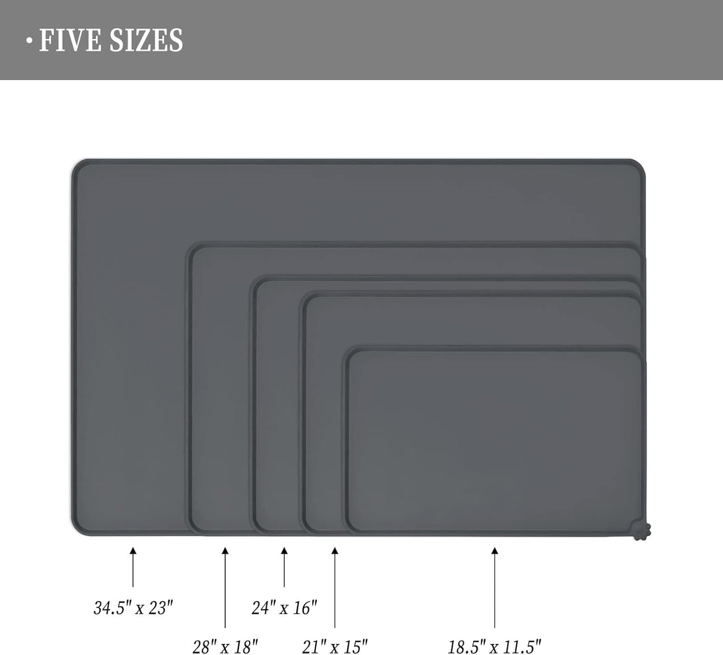 Waterproof Pet Feeding Mat with High Raised Edges, Heavier and Thicker Placemats for Cat Dog Water Bowl with BPA Free, Dogs Cats Food Mats for Messy Drinkers to Prevent Spill and Protect Floors