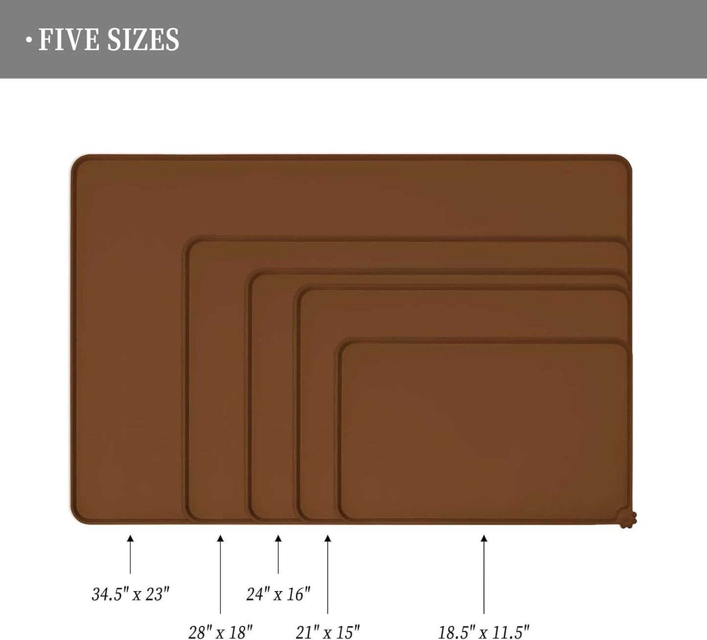 Waterproof Pet Feeding Mat with High Raised Edges, Heavier and Thicker Placemats for Cat Dog Water Bowl with BPA Free, Dogs Cats Food Mats for Messy Drinkers to Prevent Spill and Protect Floors