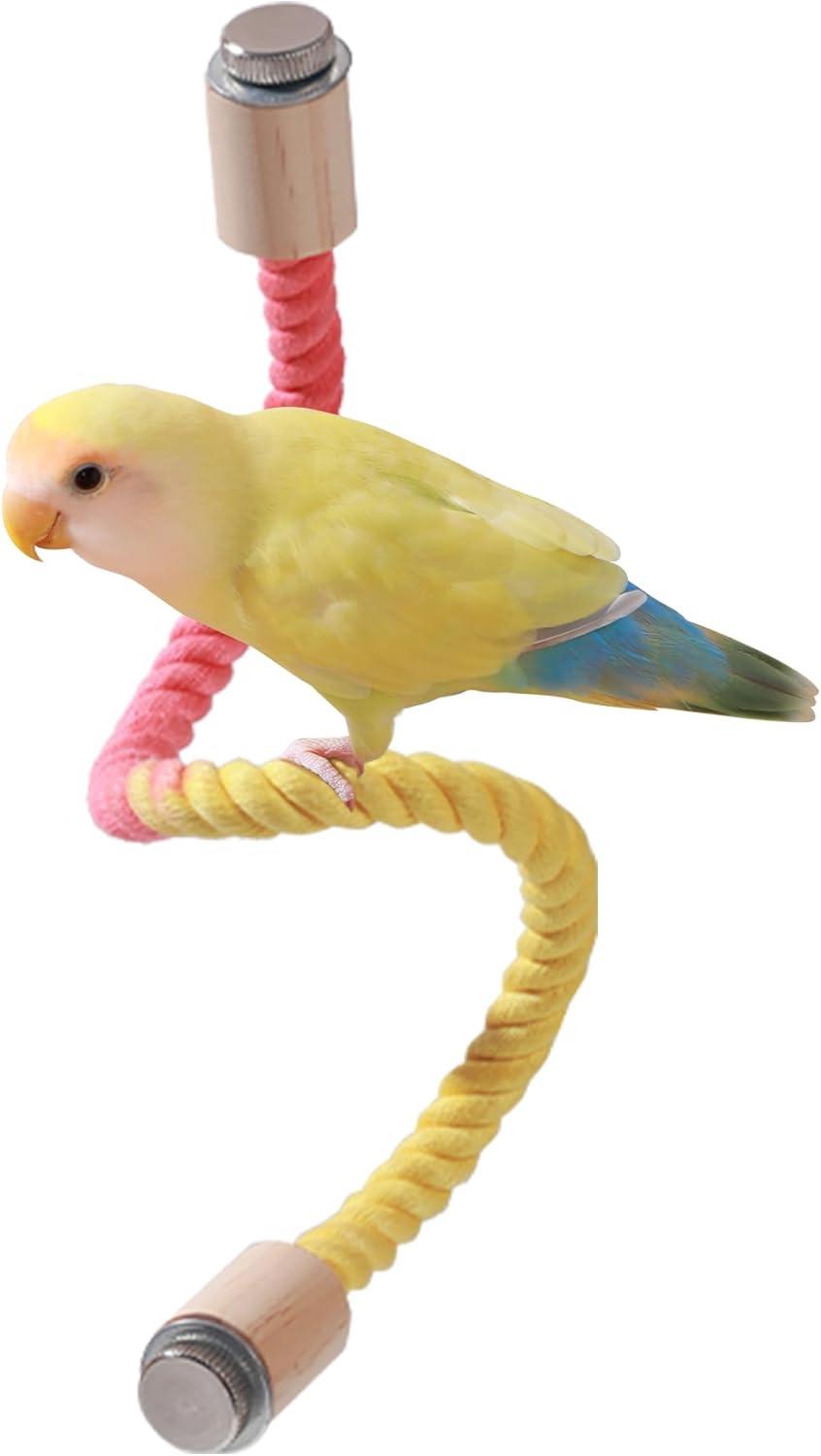 Multi-Color Rope Bird Perch Toys for Parrot Cage Stand, Climbing Swing Accessories for Cockatiel, Parakeets, Budgies, Lovebirds, Conures, Finches - 15.7 inch