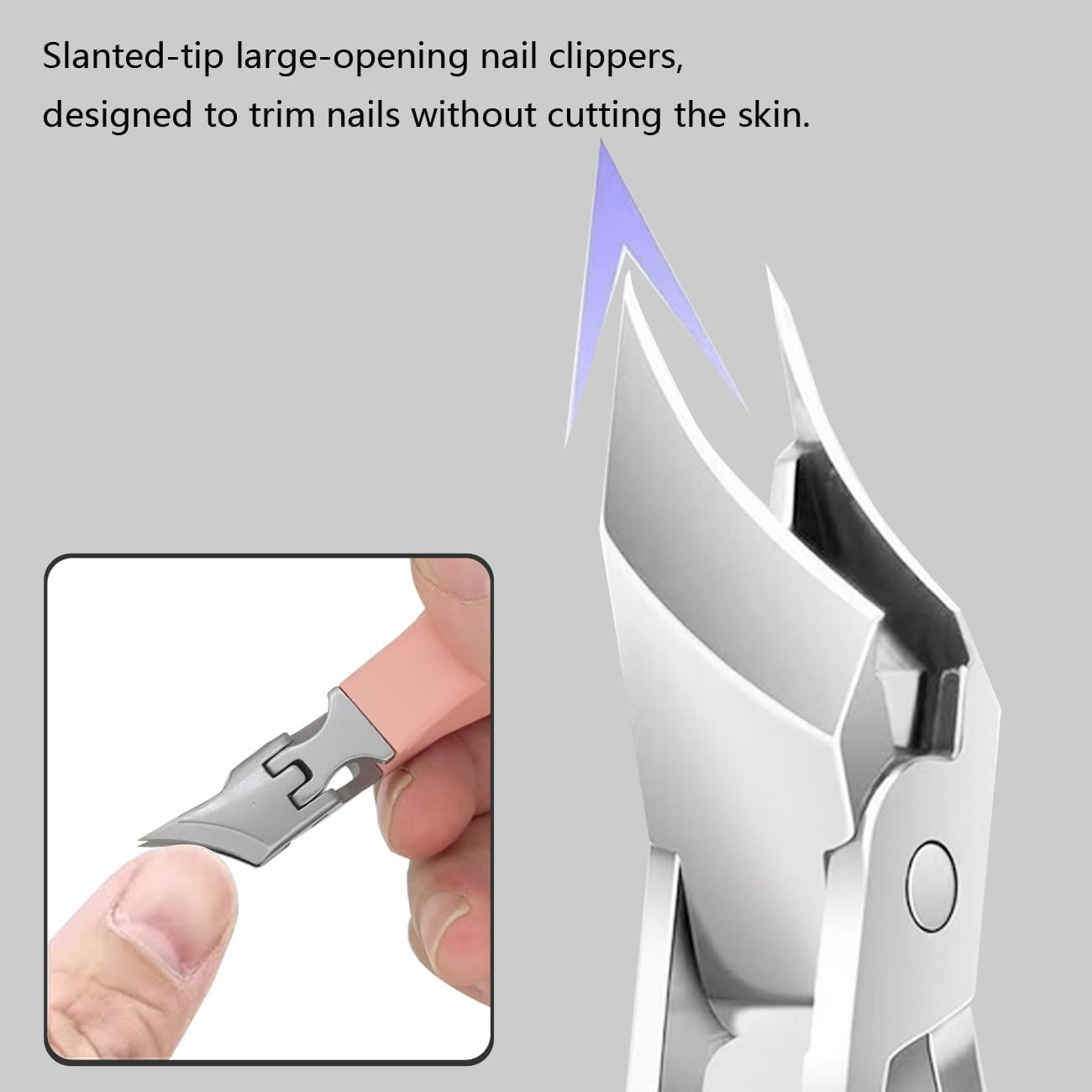 Angled Nail Clippers Pink Eagle Beak Oblique Slanted Curved Thick Professional Nail Clippers for Women Adult Men Ingrown