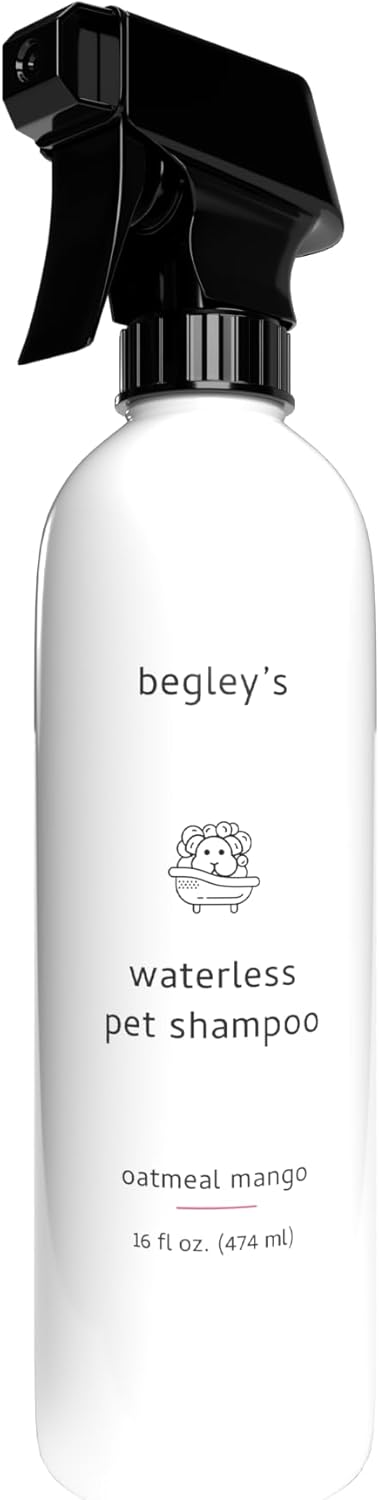 Begley’s No Rinse Waterless Pet Shampoo, Bathless Cleaning, Deodorizing, and Odor Removal for a Shiny, Fresh Smelling Coat - Effective for Dogs, Puppies, and Cats - Fresh Oatmeal Mango Scent