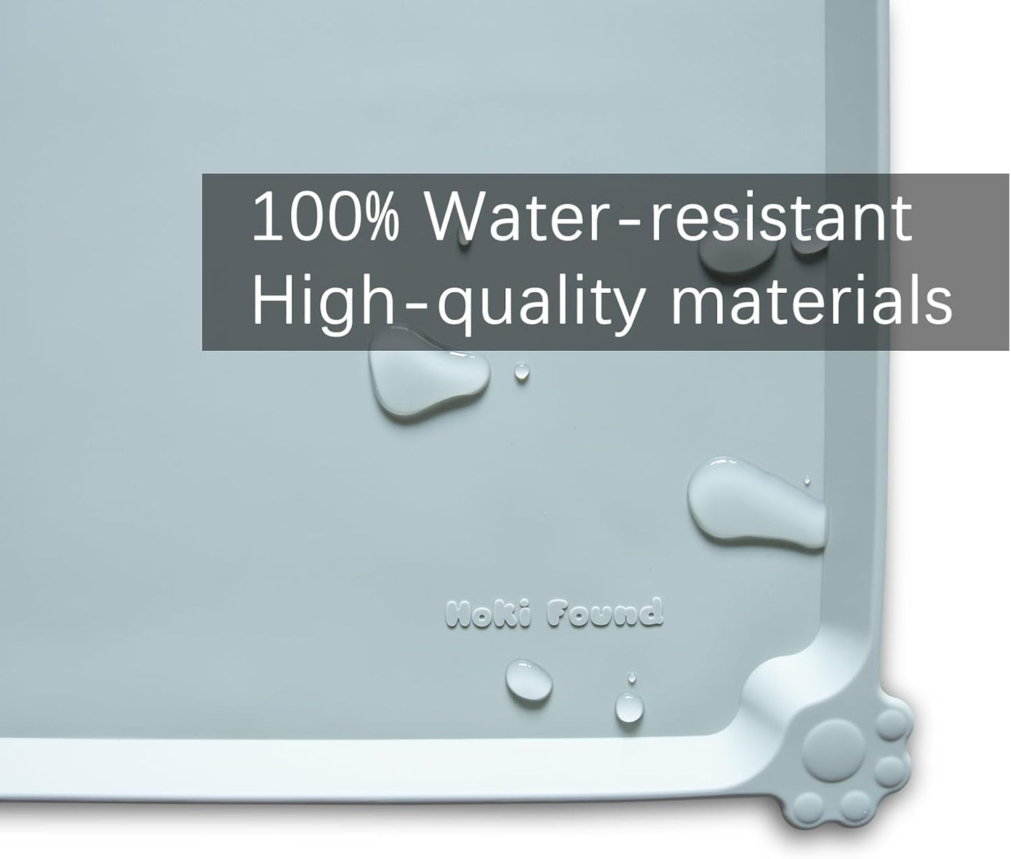 Hoki Found X-Large Silicone Pet Food Mats Tray - Non Slip Pet Dog Cat Bowl Mats Placemat - Dog Pet Cat Feeding Mat - Waterproof Dog Cat Food Mats -Pet Water Mats for Carpet -Battleship