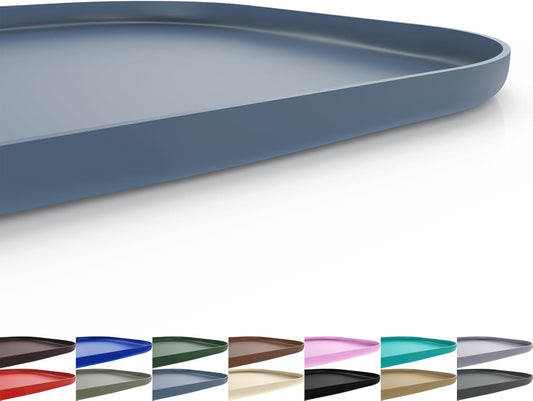 Silicone Pet Feeding Mat with Raised Edge for Food and Water, Dog Bowl Mats, Cat Bowls Placemat with High Lip for Floor Waterproof, Rubber Tray for Cats and Dogs 22 x 14 x0.8 Slate Blue