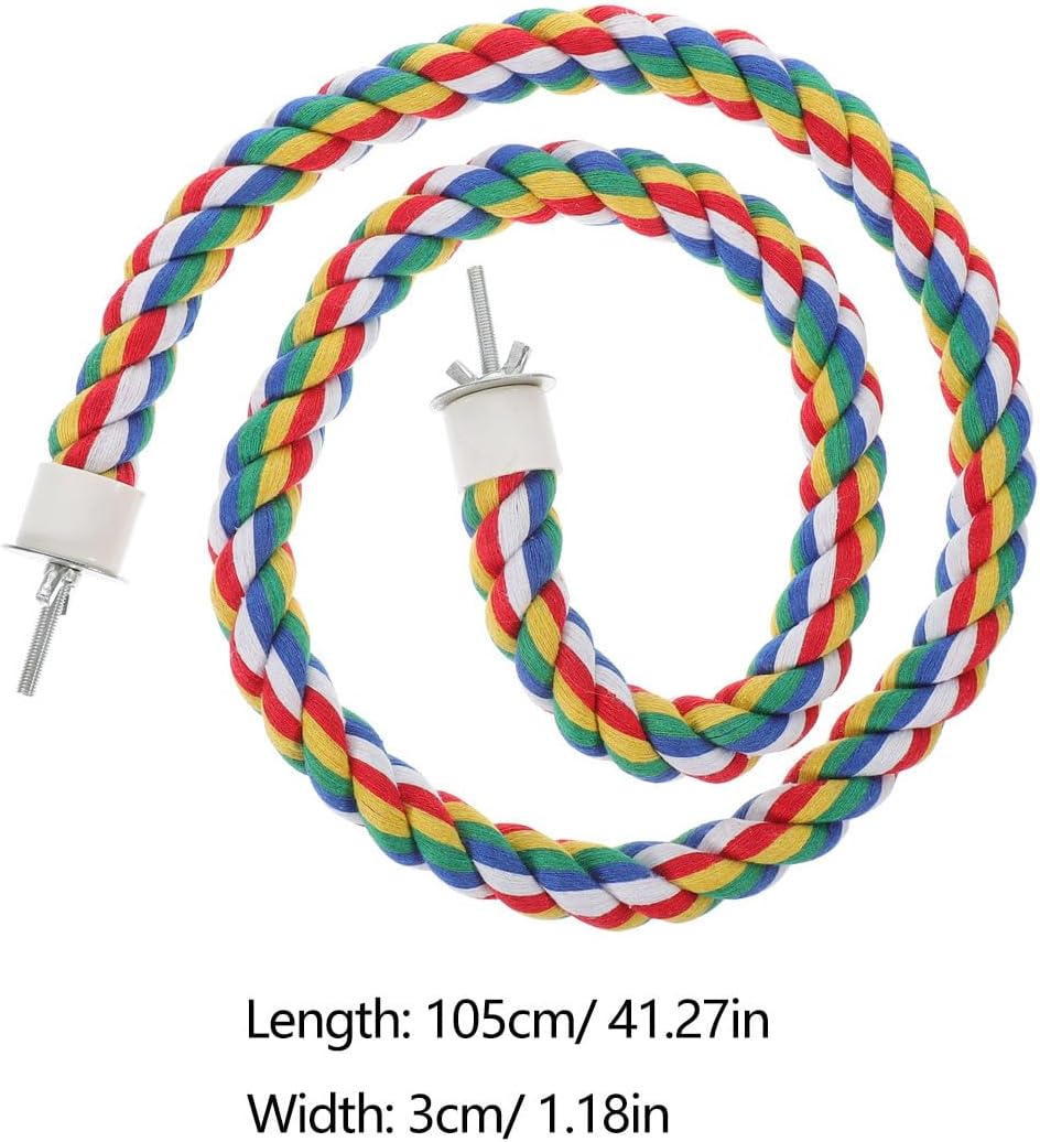 iplusmile Bird Rope Perches Toys for Parrots, Birdcage Spiral Swing Bungee Colorful Rope Toy for Parrots, Cockatiels, Parakeets, Budgie Cages Accessories (40inch)