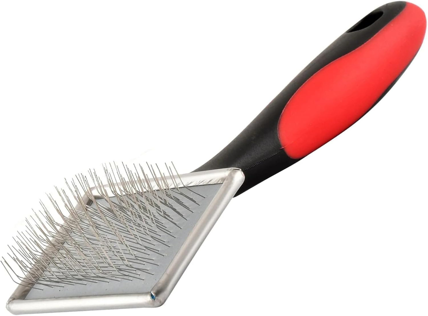 Jeffers Non-Slip Slicker Brush for Pets – Small Size, Soft Pins, Red & Black – Detangling Grooming Tool for Dogs & Cats with Short, Long, Thick & Curly Coats – Comfortable Grip Pet Comb