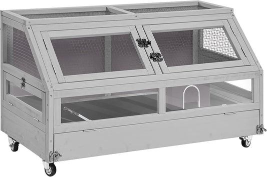 GUTINNEEN Guinea Pig Cage, Hamster Cage with Chew-Proof Aluminum Edges & Leak-Proof PVC Layer, Small Animal Cage with 4-Wheel Design, Acrylic/Mesh Panels for Ferrets, Rats