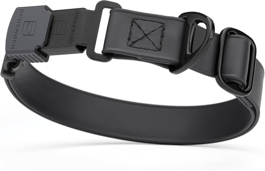 Dogline Biothane Waterproof Dog Collar with Herm Sprenger Stainless Steel Quick Release Buckle – Heavy Duty Tactical Durable Collar for Dogs – Comfortable and Safe Pet Collar, W 3/4" L 12-19", Black