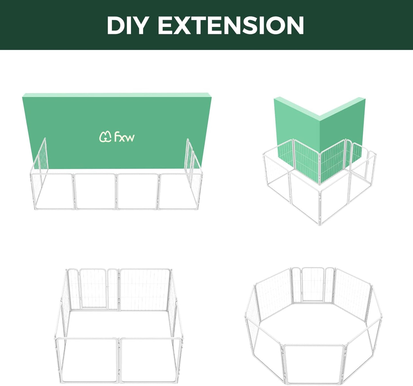FXW Homeplus Unleashed Indoor Dog Playpen - Stress-Free and Safe Play, Heavy Duty 24 Inch 4 Acrylic Panels + 4 Wire Panels Dog Pen for Puppy and Small Dogs, White│Patented