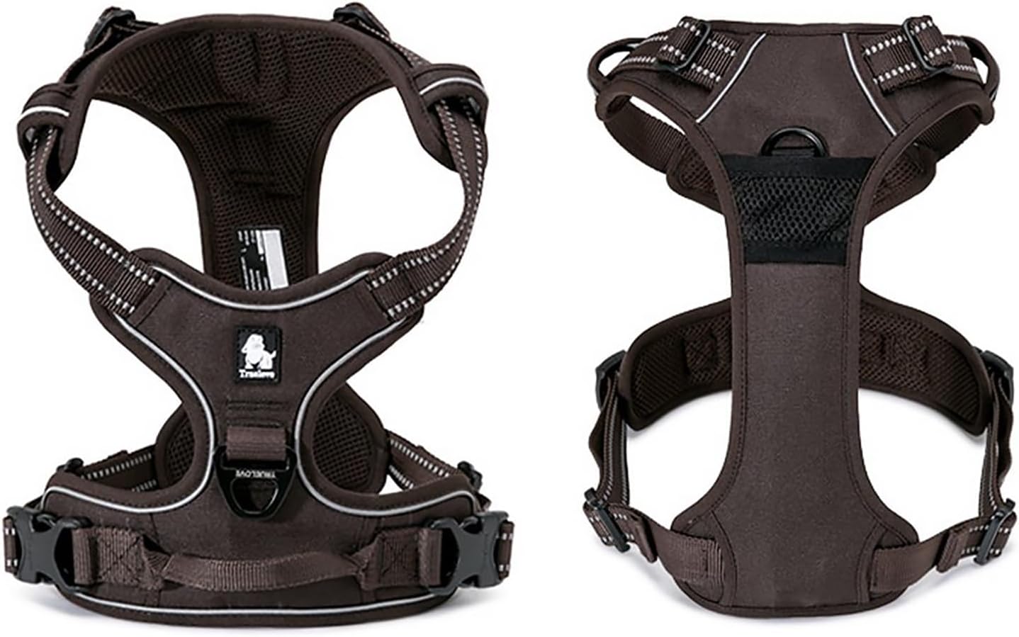 TRUE LOVE Adjustable No-Pull Dog Harness Reflective Pup Vest Harnesses Comfortable Control Brilliant Colors Truelove TLH5651(Brown,XL)