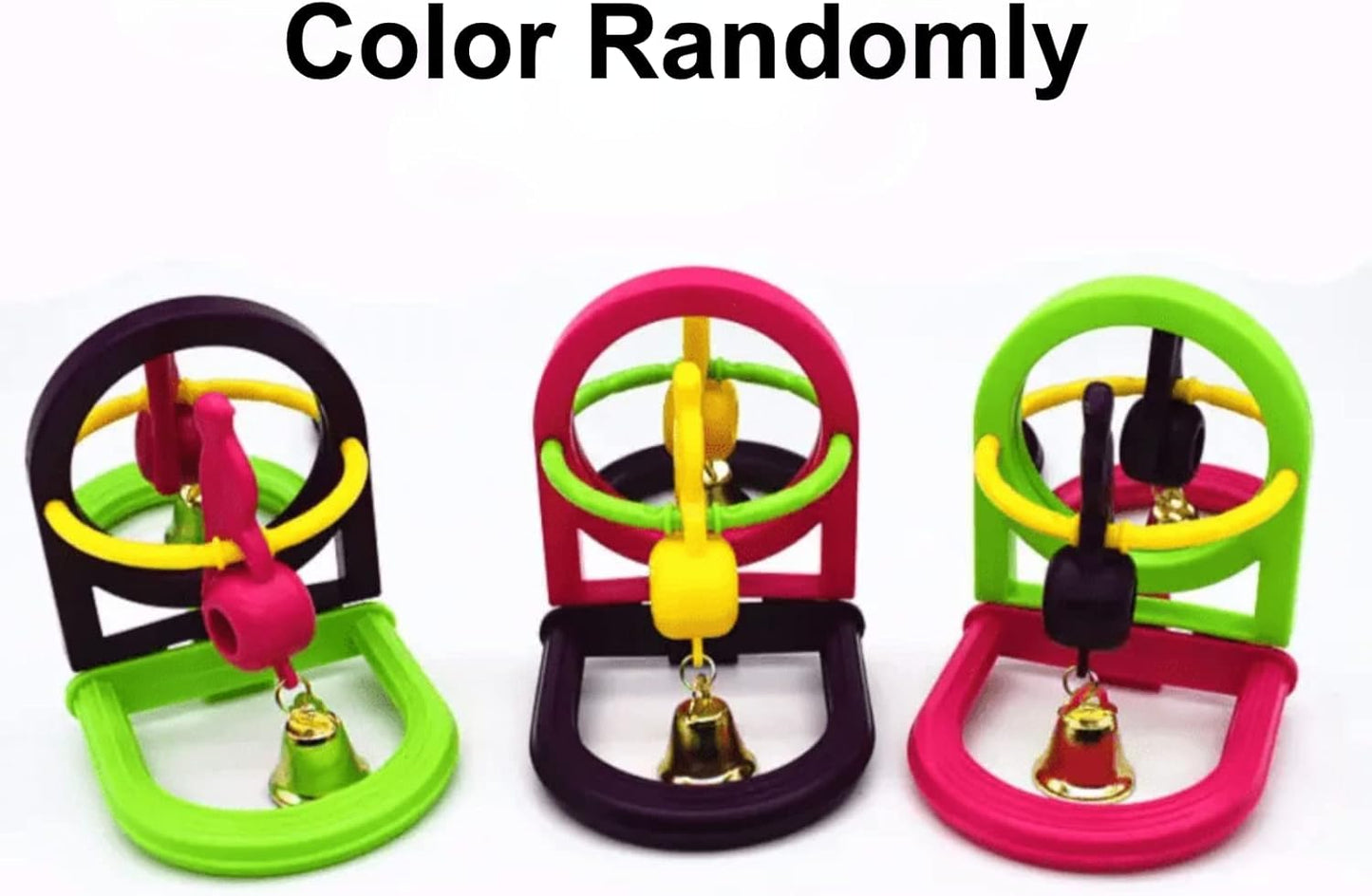 Bird Mirror for Cage, Bird Mirror Toy with Paddle Wheels and Perch, Bird Hanging Training Toys for Cage, Parrot Foraging Toys, Bird Interactive Intelligence Toy Random Color (Bird Clock)