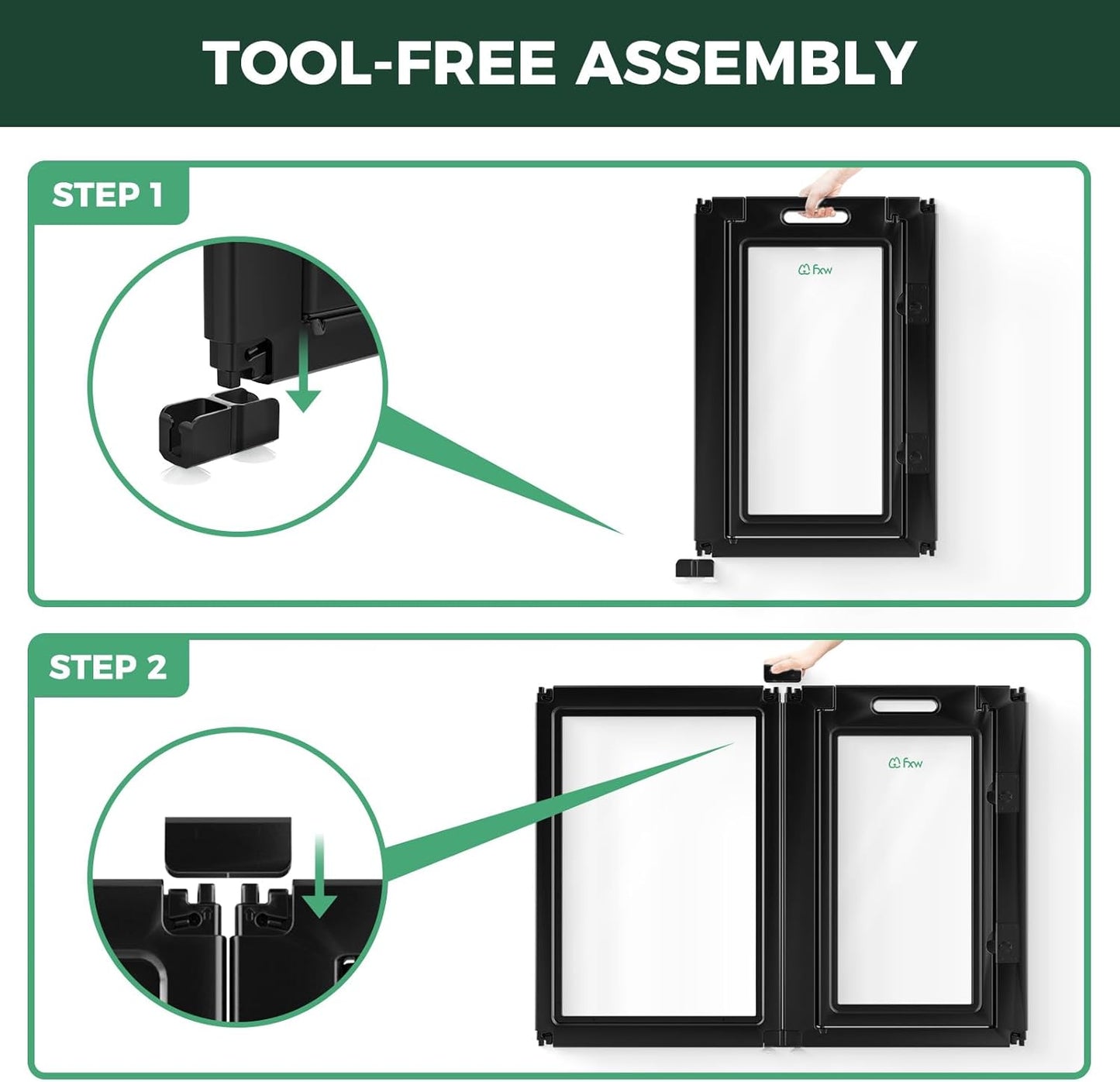 FXW AuraSpace Acrylic Indoor Unleashed Dog Playpen for Medium Dogs, 35 Inch, 8 Panels, Black