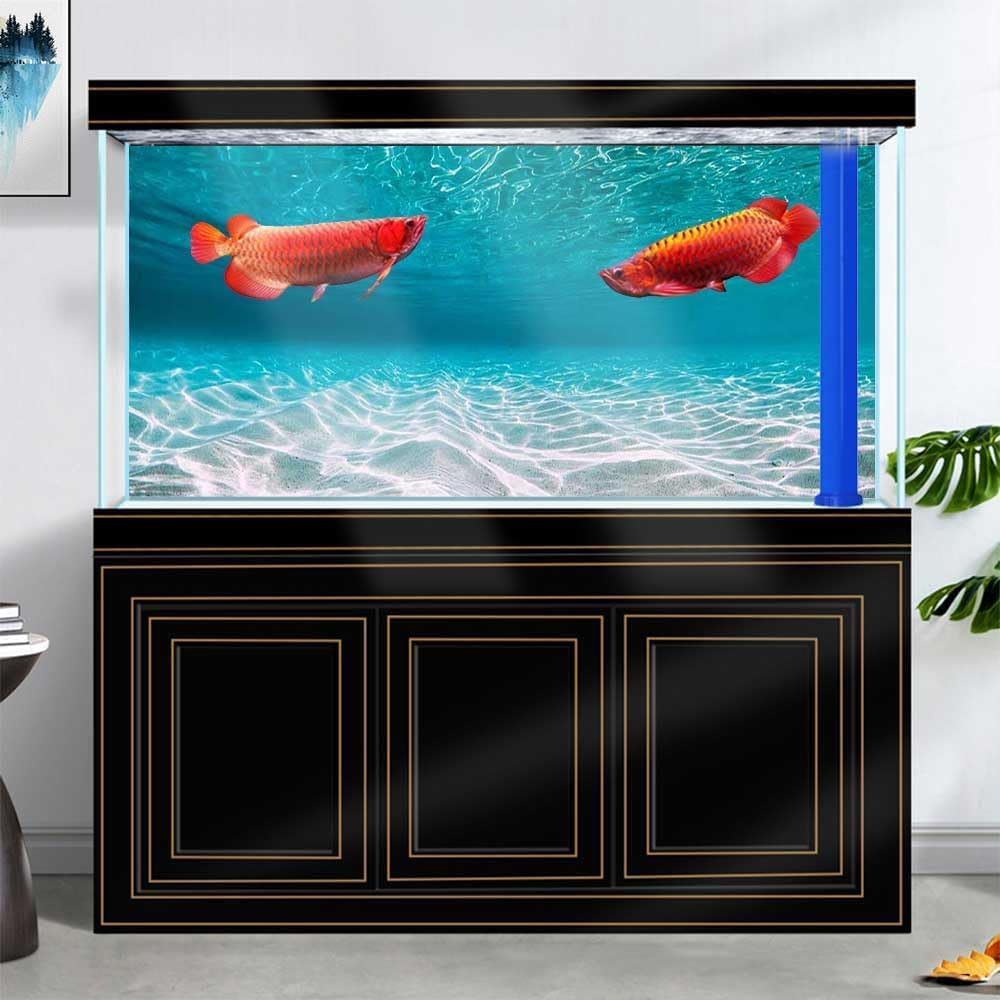 72X24IN Natural Undersea Aquarium Background, Undersea Beach Fish Tank Background, with 8 EVA Double-Sided Tape