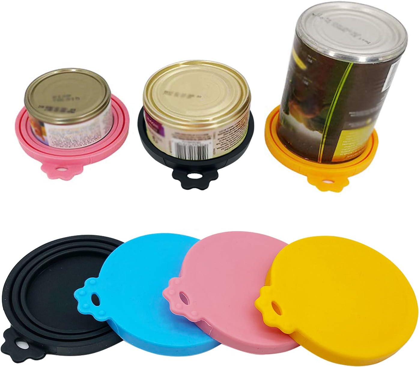 Food Can Covers/4 Pack/Universal BPA Free Silicone Dog Cat Food Can Lids for Dog and Cat Food/Fits All Standard Size Dog and Cat Can Tops for Pet Food Storage(Mix Color1)