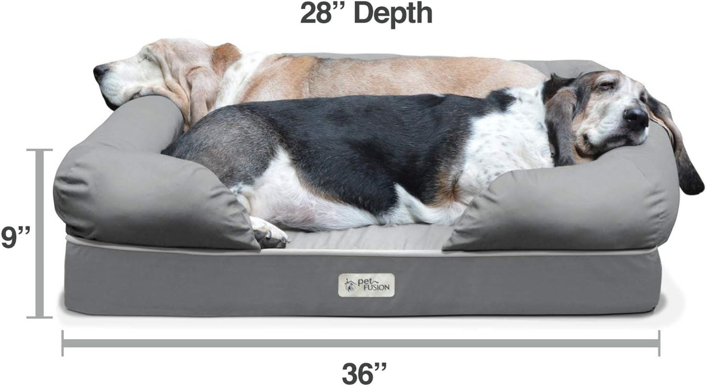 PetFusion Ultimate Dog Bed, Orthopedic Memory Foam, Multiple Sizes and Colors, Medium Firmness Pillow, Waterproof Liner, YKK Zippers, Breathable 35% Cotton Cover