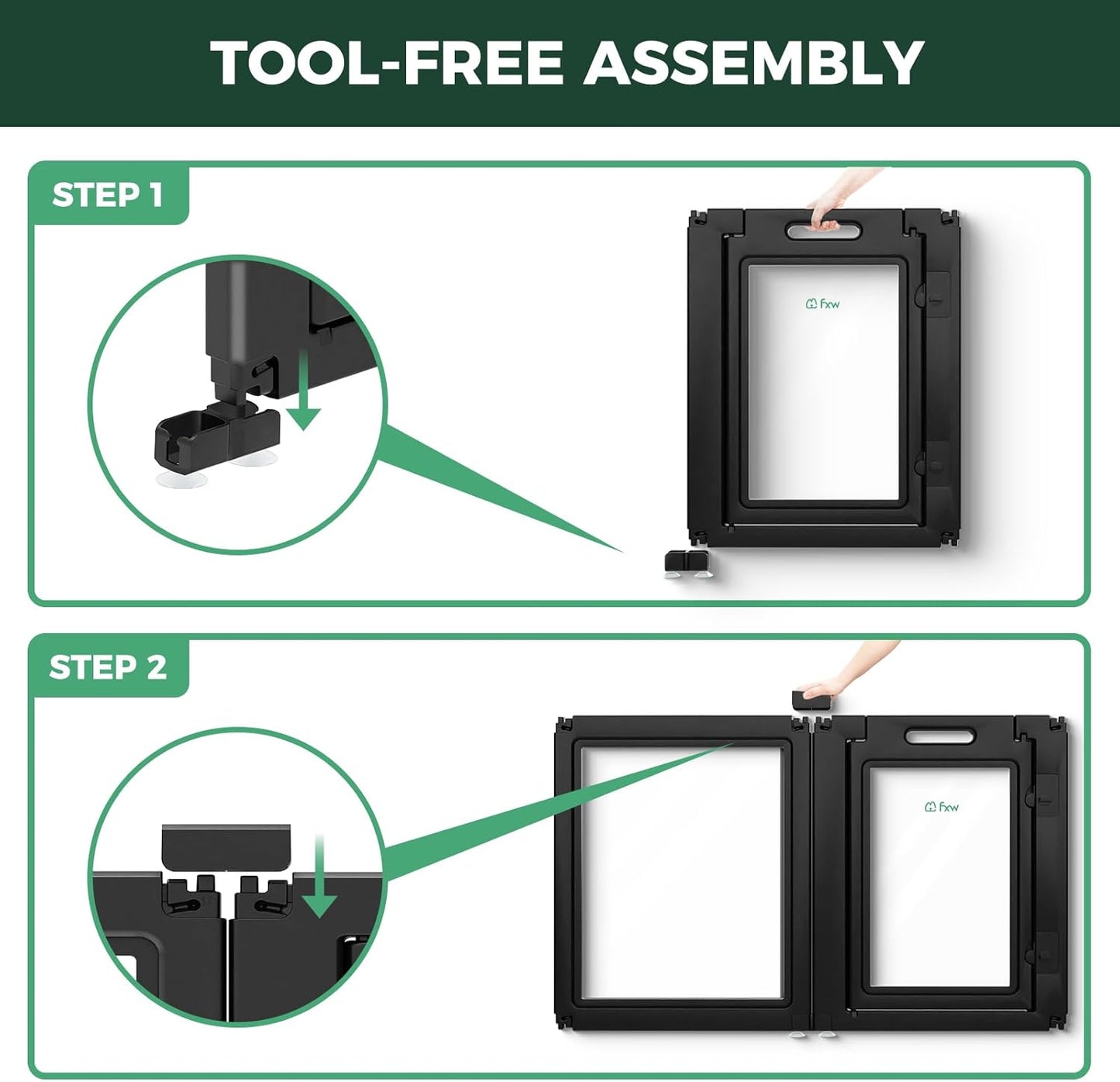 FXW AuraSpace Acrylic Indoor Unleashed Dog Playpen for Small and Medium Dogs, 30 Inch, 10 Panels, Black