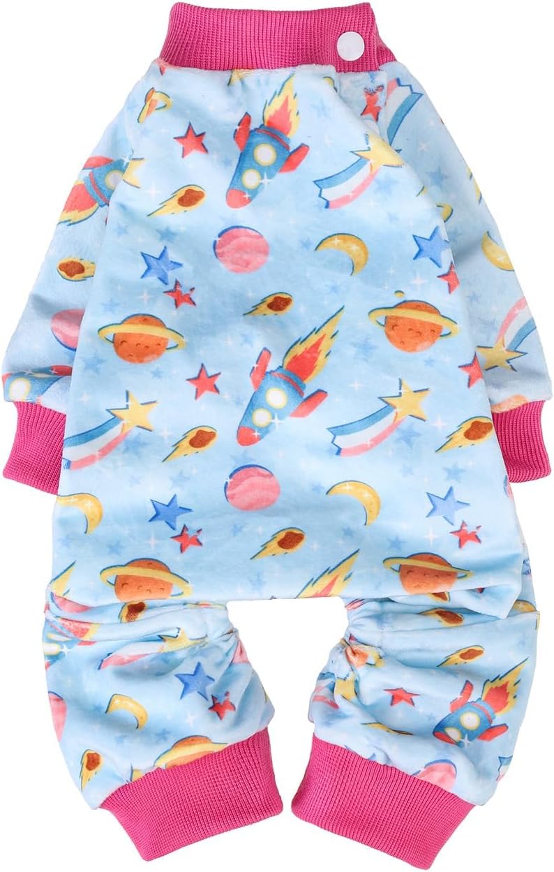 BEAUTYZOO Dog Pajamas Small Sized Dog, Summer Doggie Pajamas for Boy Girl, Soft Strechy Cotton Puppy Pjs Jammies Onesies for Men Women, Pet Jumpsuit Body Suit Cat Apparel Clothes, Blue S