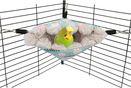 Wontee Bird Nest House Winter Warm Hanging Hammock Bird Bed Snuggle Hut for Parakeets Budgies Caique Conures Cockatiels (Small, Blue)