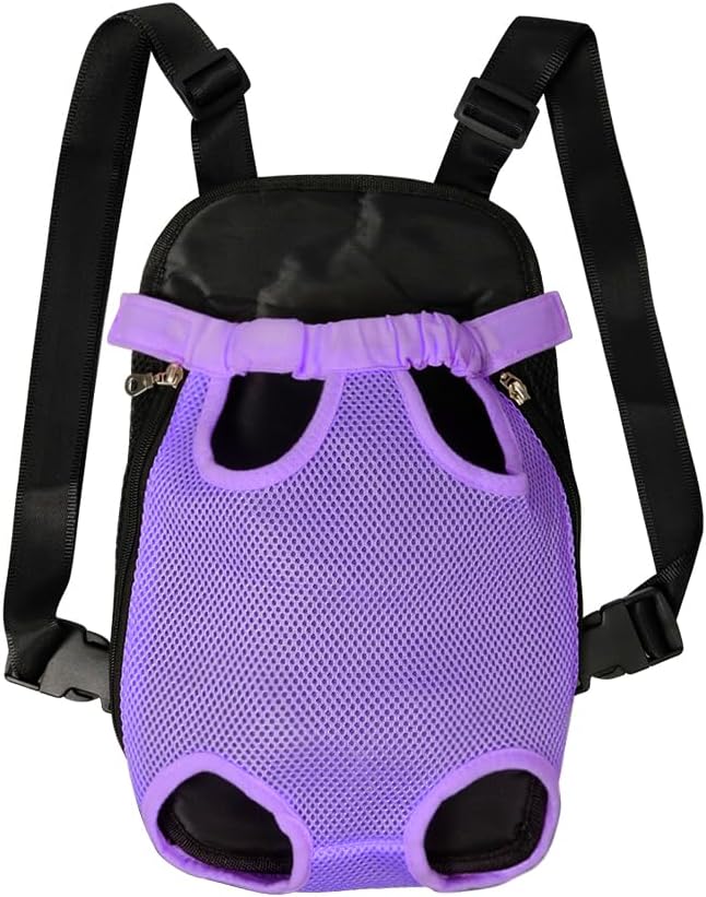 FEimaX Dog Carrier Backpack Pet Legs Out Front Cat Travel Bag, Adjustable Puppy Backpacks Carriers Hands-Free for Small Medium Dogs Cats Hiking Traveling Camping Daily Walking (Medium, Purple)