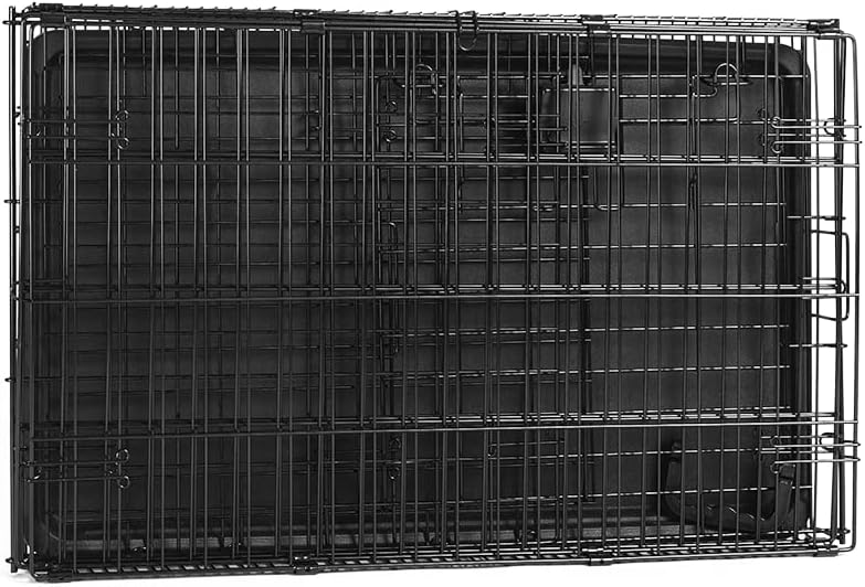 Amazon Basics Durable, Foldable Metal Wire Dog Crate with Tray, Single Door, 30 x 19 x 21 in, Black