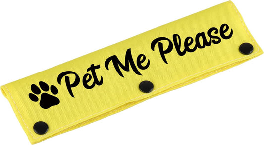 Funny Dog Leash Sleeve Pet Me Please Dog Leash Wrap Wrap Alert Hanging ID Patch Tag Pet Birthday Gift(Pet Me Please) (Pet Me Please-YE Sleeve)