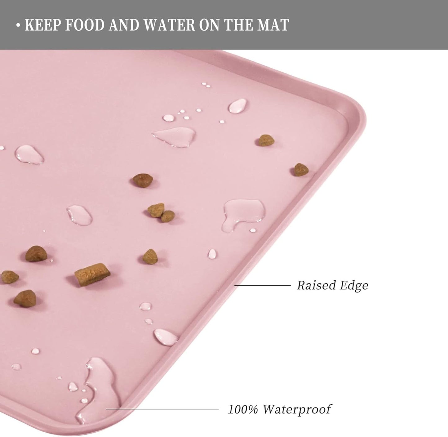 Waterproof Pet Feeding Mat with High Raised Edges, Heavier and Thicker Placemats for Cat Dog Water Bowl with BPA Free, Dogs Cats Food Mats for Messy Drinkers to Prevent Spill and Protect Floors