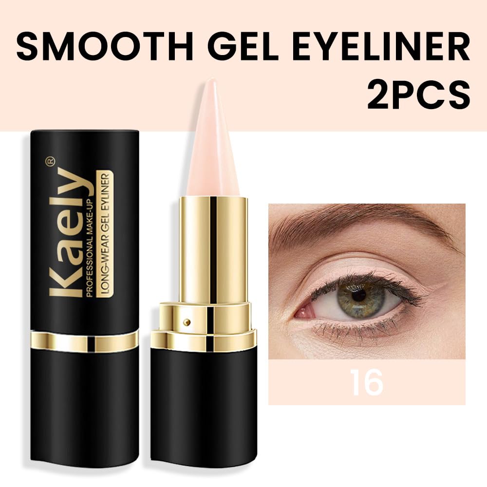 evpct 2Pcs Warm Pink Gel Eyeliner Pencil Waterproof for Women Eye Face Paint, Longwear Matte Cream Eyeliner Stick Crayon, Cat Eye Liners Eyeshadow Makeup Smooth Glide delineador de ojos contra el agua
