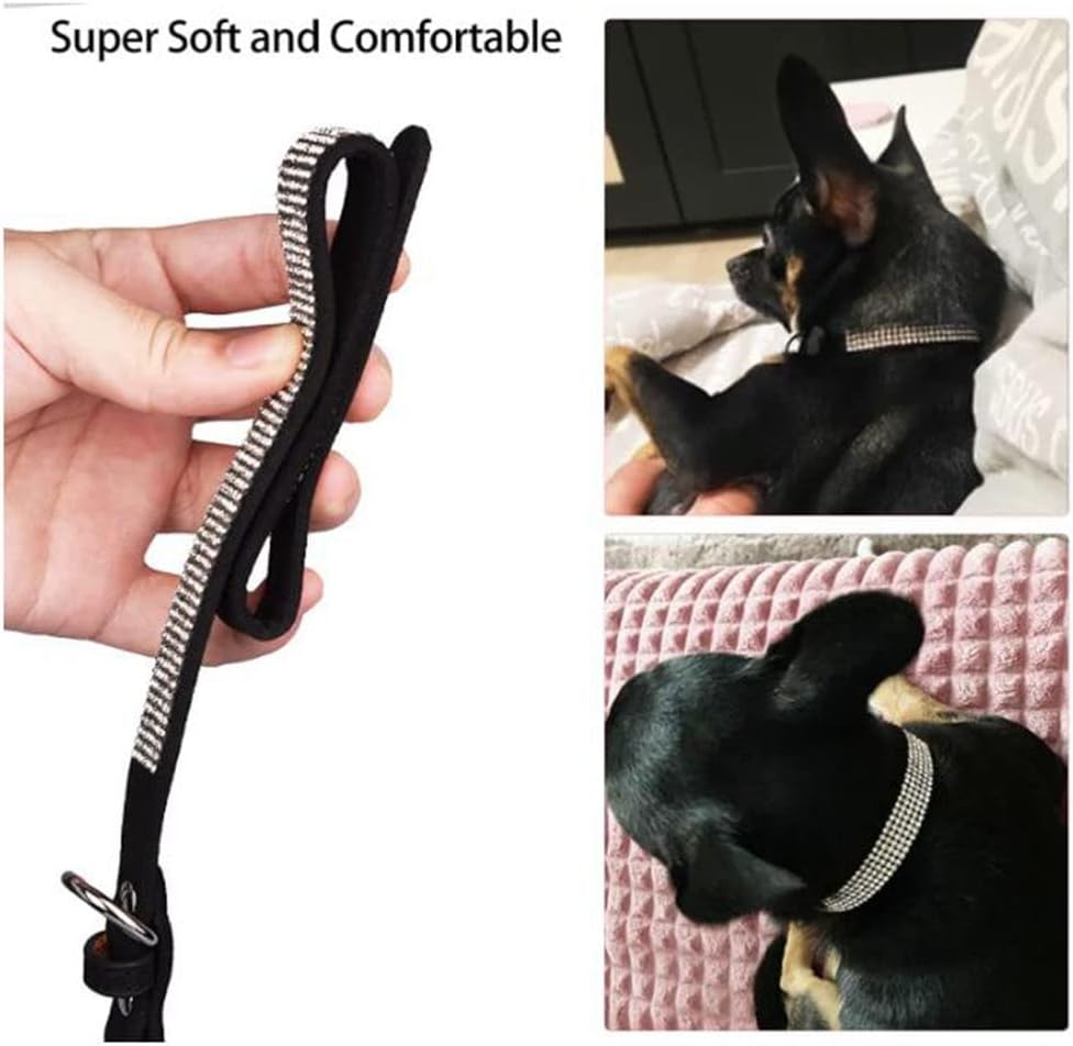 Small Dog Collar with Rhinestone Crystal Diamond Colorful Bling Girl Cat Collars Pink XXL