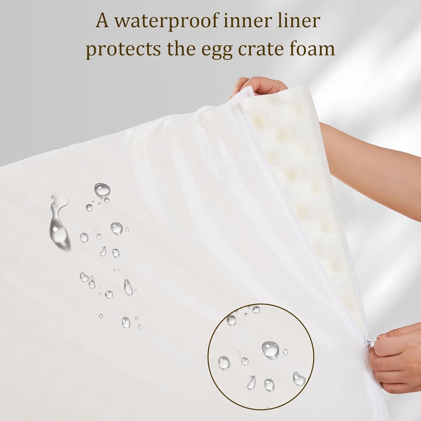 Bedfolks Orthopedic Dog Bed, Waterproof Dog Sofa Bed for Small Dogs & Cats, Egg Foam Pet Couch Bed with Removable Washable Cover and Nonslip Bottom, Light Grey