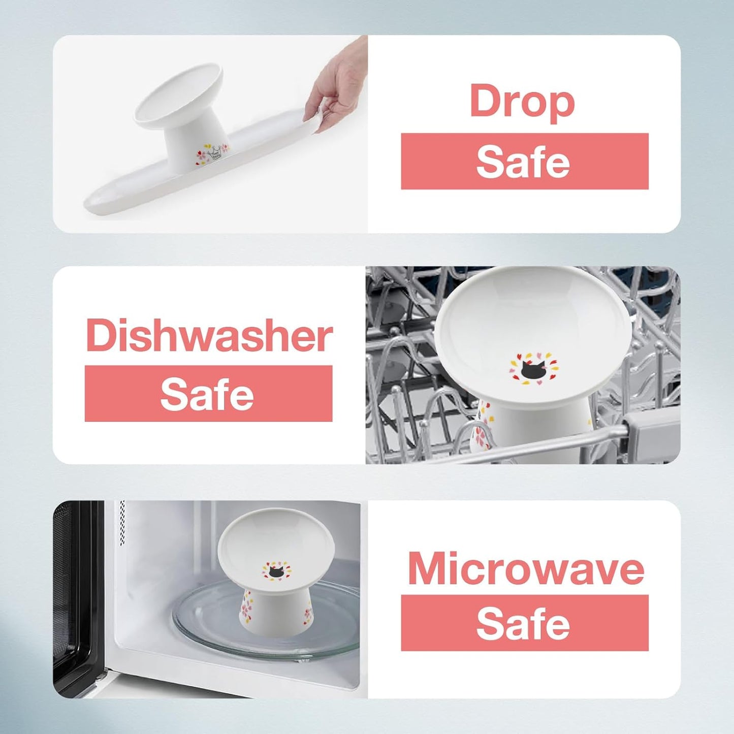 Necoichi Extra Wide Raised Cat Food Bowl, Elevated Cat Bowls to Prevent Neck & Whisker Fatigue, Dishwasher and Microwave Safe, No.1 Seller in Japan! (Sakura Limited Edition, Extra Wide Tilted)