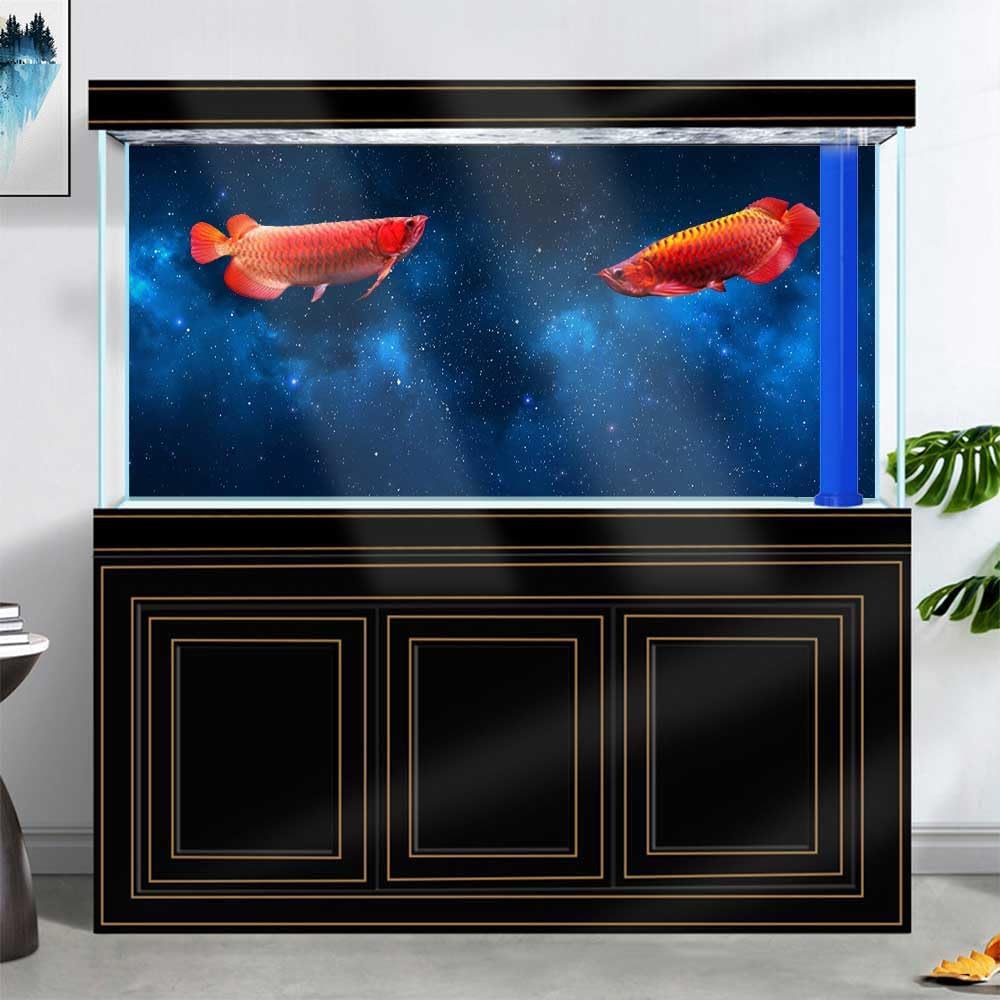 36X24IN Starry Aquarium Background, Art Starry Fish Tank Decorations Background, with 8 EVA Double-Sided Tape