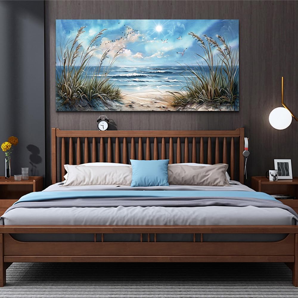 hyidecorart Wall Art For Living Room Wall Decor For Bedroom Bathroom Decoration Sunshine Ocean Scenery Painting Blue Sea Waves Wall Pictures Office Modern Canvas Prints Artwork Aesthetic Home Decor