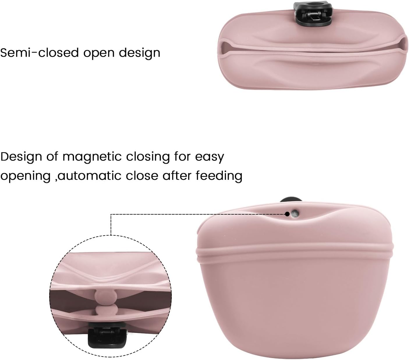 AUDWUD Silicone Dog Treat Pouch,With Dog Training Clicker,Clip on Portable Training Container,Convenient Magnetic Buckle Closing and Waist Clip