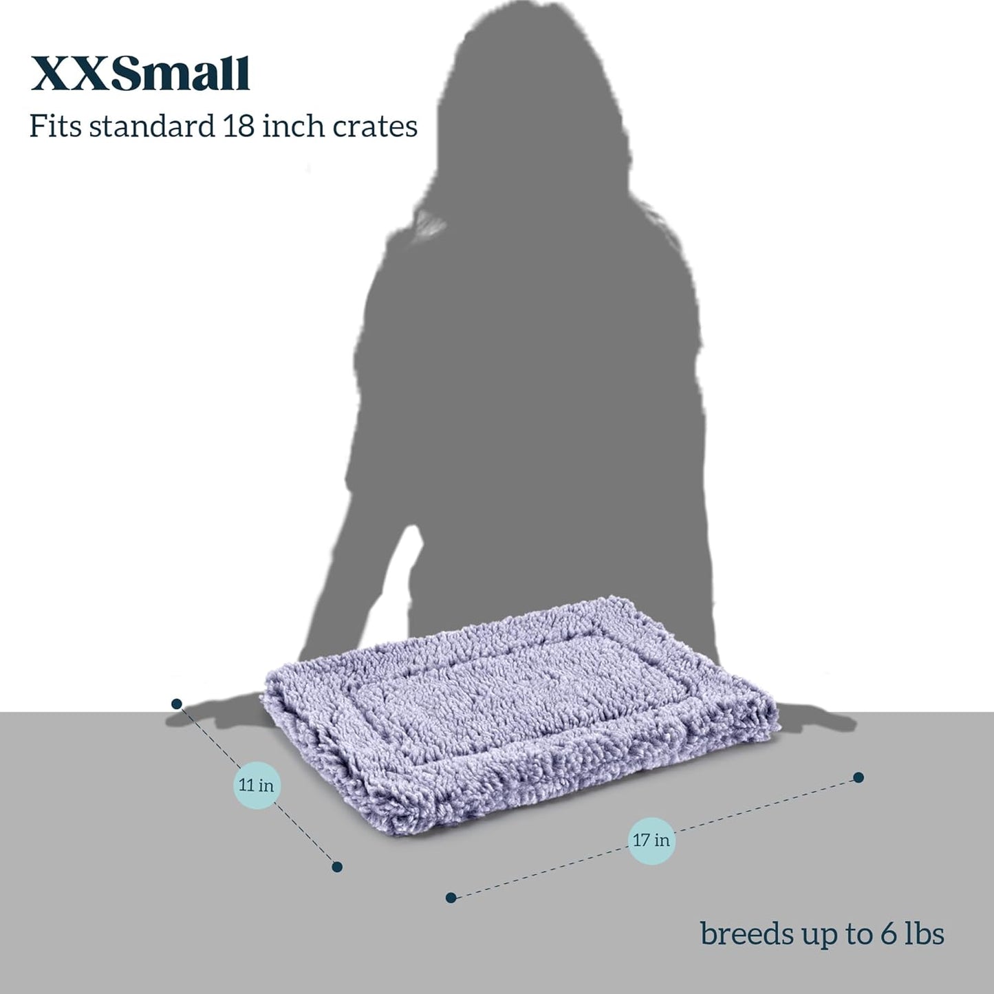 Stoutwool Indestructible Dog Bed - Fluffy Chew Proof Dog Crate Pad - Tough Kennel Pad for Aggressive Chewers - Washable, Ideal for Toy Breeds & Fits 18-Inch Crate - 17"x11", Jacaranda