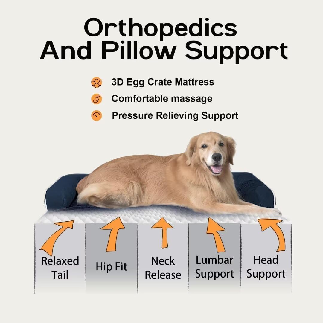 Small Dog Bed Waterproof Orthopedic Dog Beds for Medium Sized Dogs Comfy Pet Cat Bed with Sides, Washable Removable Cover