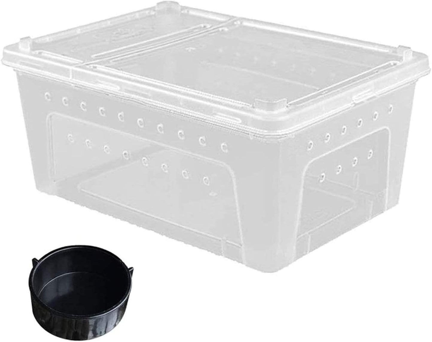Hamiledyi Reptile Feeding Box Lizard Tarantula Habitat Cage Hatching Container Snake Breeding Box Transparent Portable Plastic Mini Pet Houses for Scorpion Spider Frog