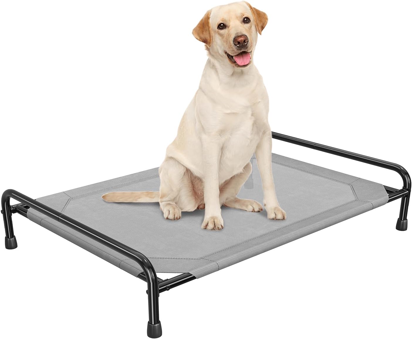 Raised Dog Bed, Outdoor Dog Bed for Dogs, Cooling Elevated Pet Cot, Durable and Sturdy Pet Bed, Waterproof Mesh Cover Raised Metal Frame, Non Slip, Grey