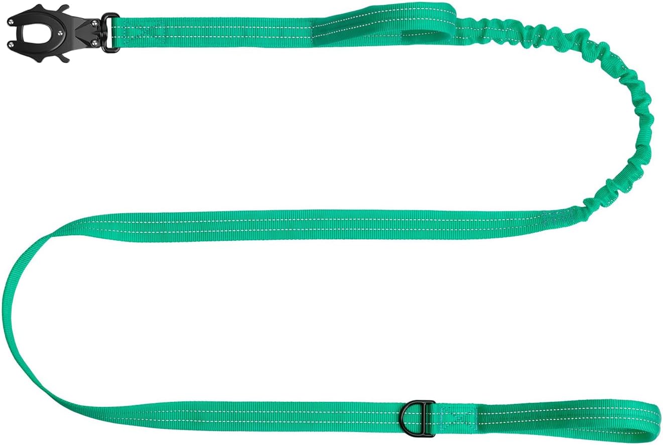ICEFANG Tactical Dog Leash,K9 Training Walking Bungee Lead with 2 Control Handle,Heavy Duty Quick Release Metal Clasp,for Medium Large Breed (Teal, 6 FT)