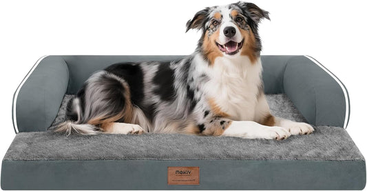 Extra Large Dog Bed-Orthopedic Waterproof XL Dog Bed for XLarge Extra Big Dogs - Foam Couch Sofa Washable with Removable Cover-Dark Grey