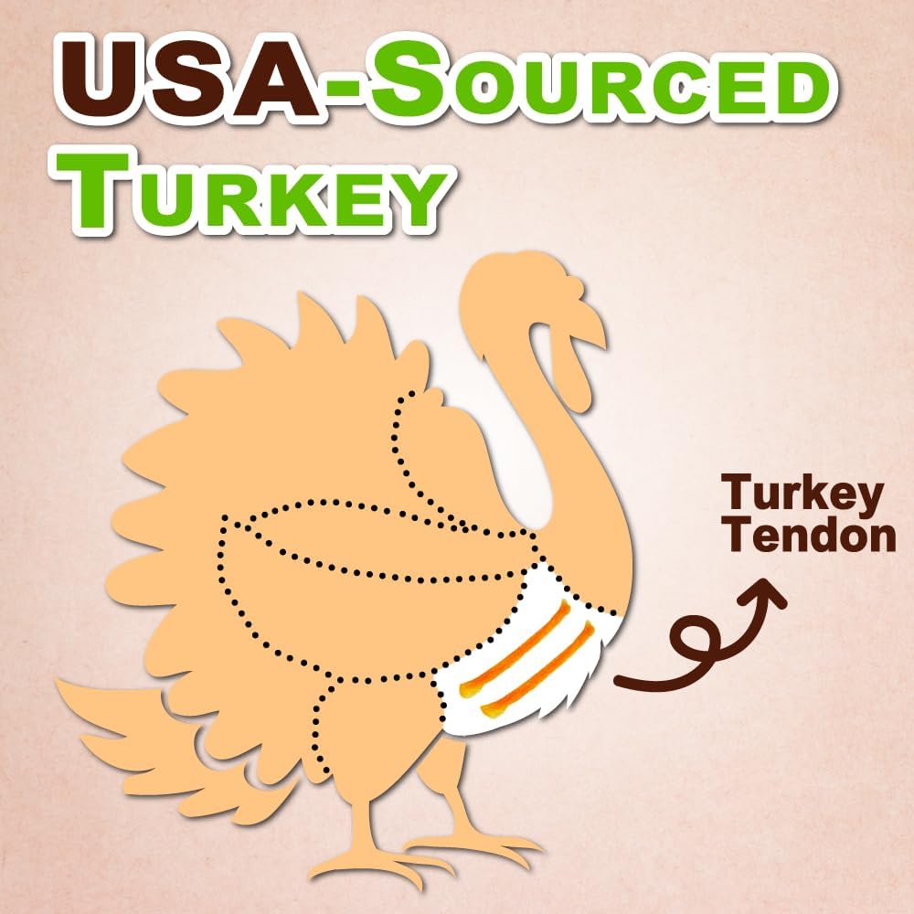 Afreschi Turkey Tendon Pretze (M) 3.17 oz, USA-Sourced Turkey Tendon, All Natural Human Grade Dog Chew, Hypoallergenic, Rawhide Alternative, Dog Treats for Medium Breeds