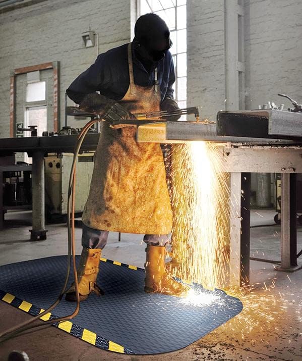 American Floor Mats Hog Heaven Premium 7/8" Black & Yellow Border 2' x 3' Nitrile Backed Anti-Fatigue Comfort Mat