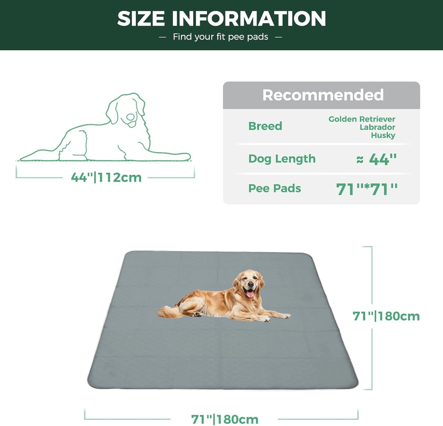 FXW Washable Pee Pads for Dogs, Puppy Pads with Super Absorbent, Specifically Designed for FXW Rollick/Homeplus 32inch 8 Panels Dog Playpen, 71" Square, Gray, 1 Pack